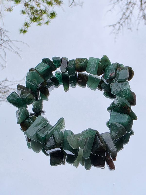 GREEN JADE BRACELET GEMSTONE CHIP CRYSTAL LARGE BEAD ±10mm