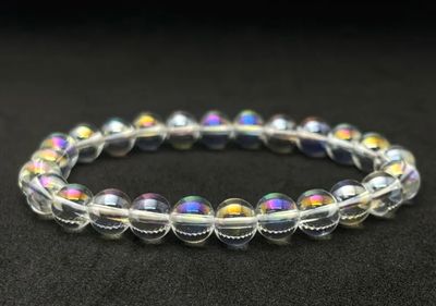 Angel Aura Crystal Bracelet Clear Rainbow Quartz - Unconditional Love - "Goddess Energy"
