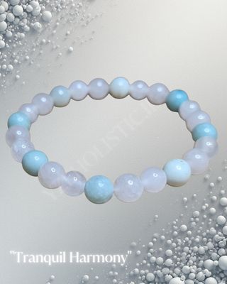 "TRANQUIL HARMONY" Bracelet - Rose Quartz Amazonite Clear Quartz Round Bead Elastic Crystal ±8mm 