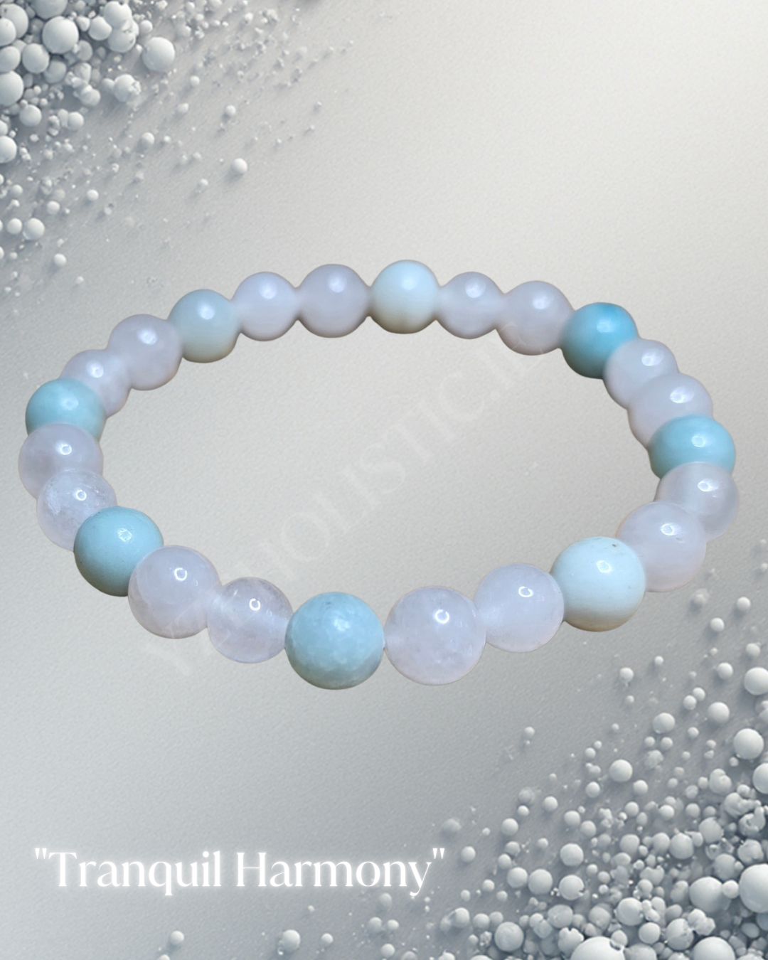 "TRANQUIL HARMONY" Bracelet - Rose Quartz Amazonite Clear Quartz Round Bead Elastic Crystal ±8mm 