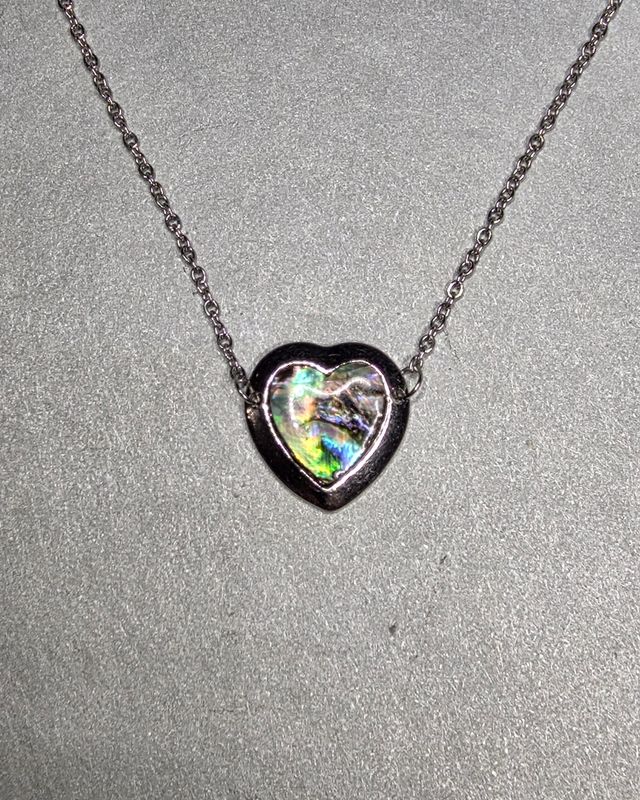 Abalone Shell Heart Crystal Pendant Necklace Choker 