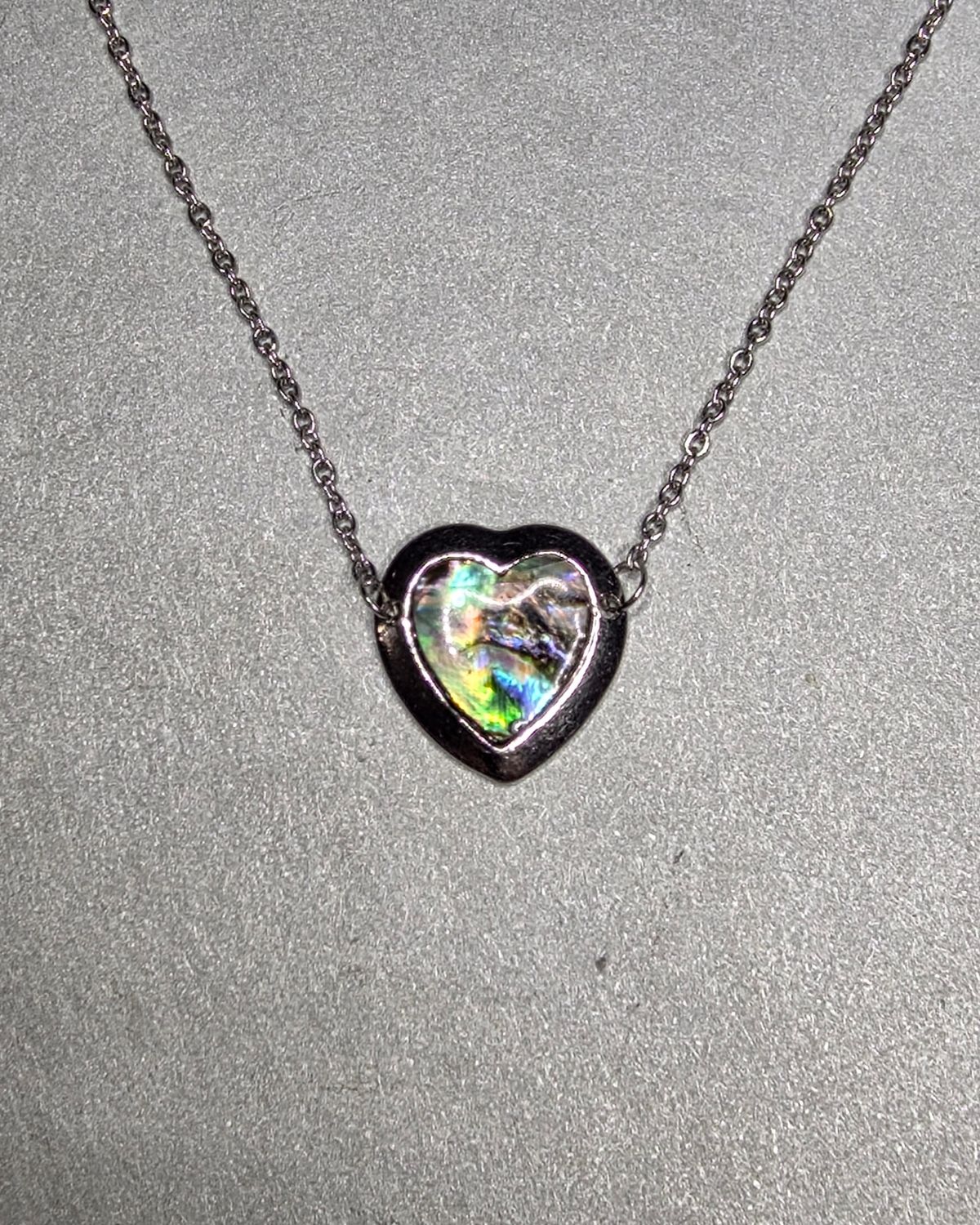 Abalone Shell Heart Crystal Pendant Necklace Choker 