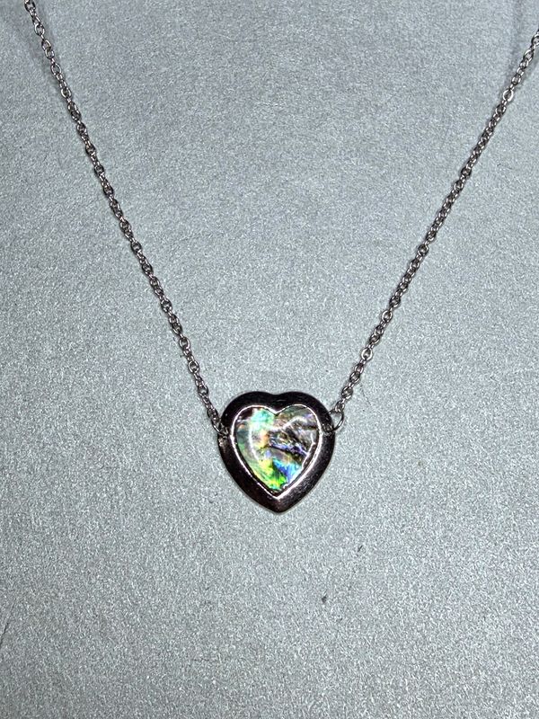 Abalone Shell Heart Crystal Pendant Necklace Choker 