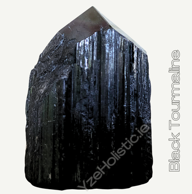 Black Tourmaline Tower Point Crystal Rough Natural Stone Obelisk Specimen 