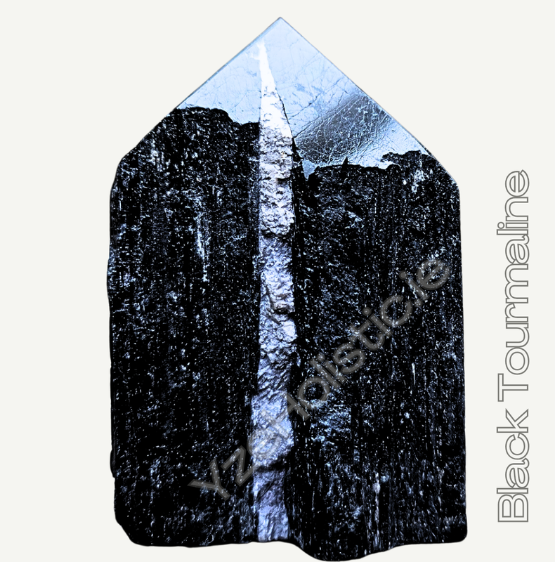 Black Tourmaline Tower Point Crystal Rough Natural Stone Obelisk Specimen 