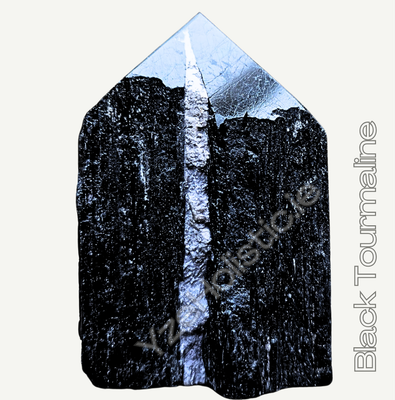 Black Tourmaline Tower Point Crystal Rough Natural Stone Obelisk Specimen 