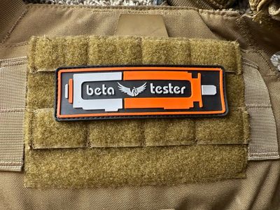 The Beta tester patch mounts easily to velcro panels
