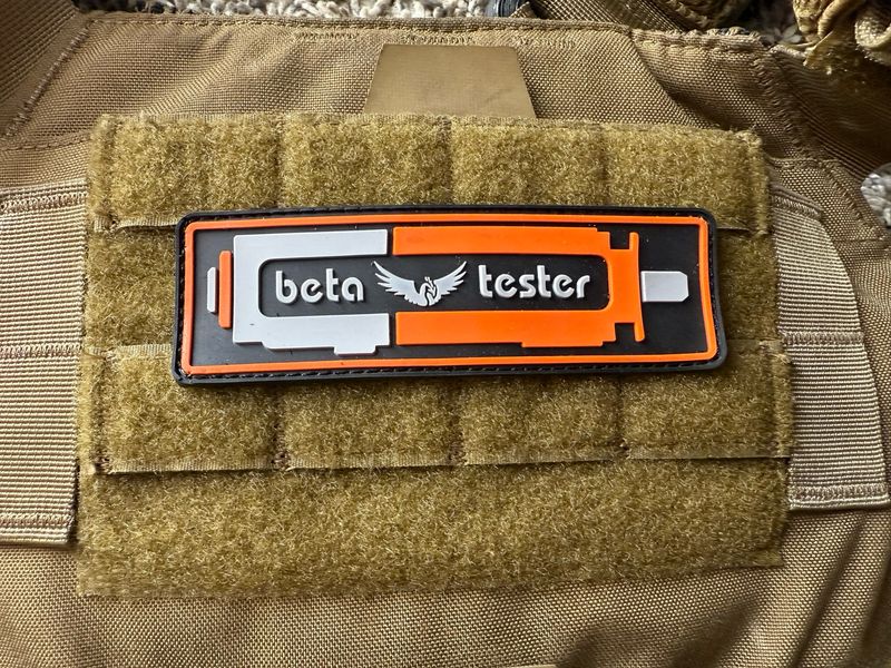 The Beta tester patch mounts easily to velcro panels