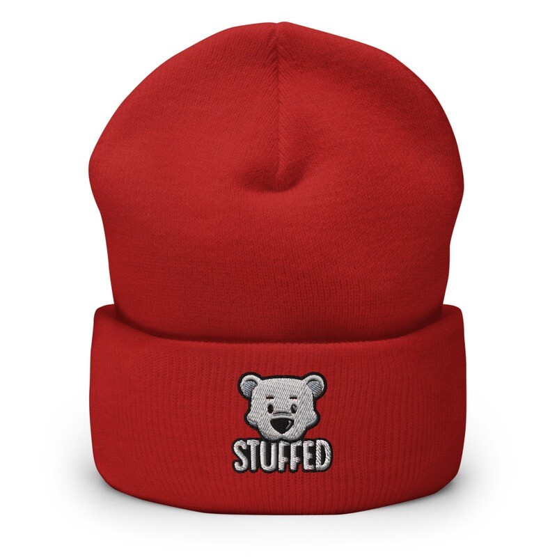 Stuffed Embroidered Cuffed Beanie