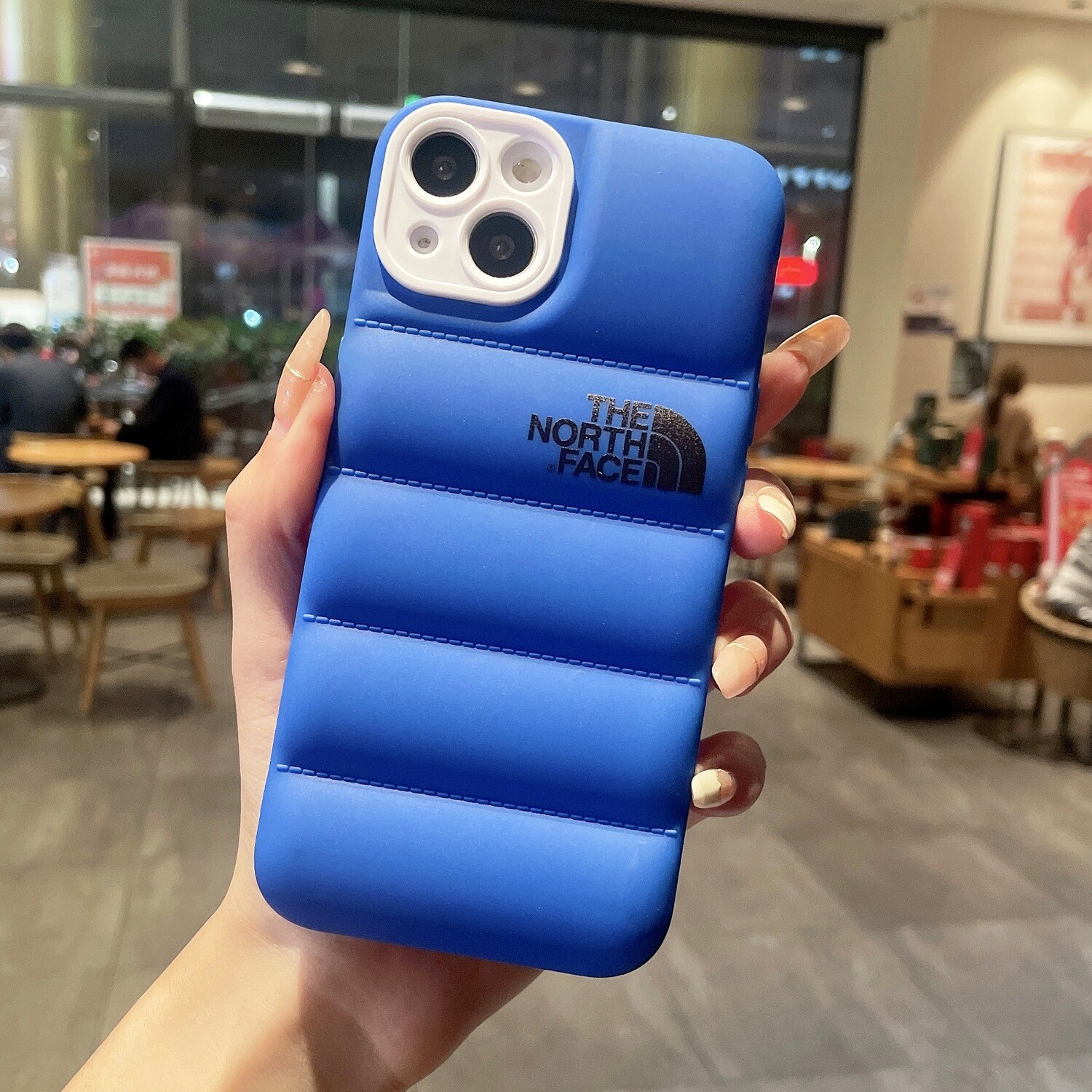 Down Feather Cover For iPhone., Color: Blue, Model: iPhone 13 Pro Max