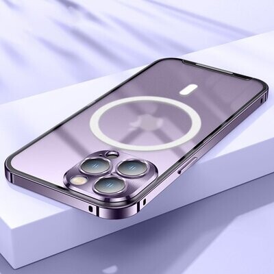 Ultra-Thin Aluminum Alloy Frosted Back Case For iphone MagSafe with Lens Protective