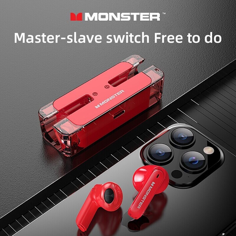 Monster XKT08 Bluetooth 5.3 Ture Headphones Wireless In-Ear Headphones Low Latency Noise Canceling Headphones Gaming Sports Headset with Mic