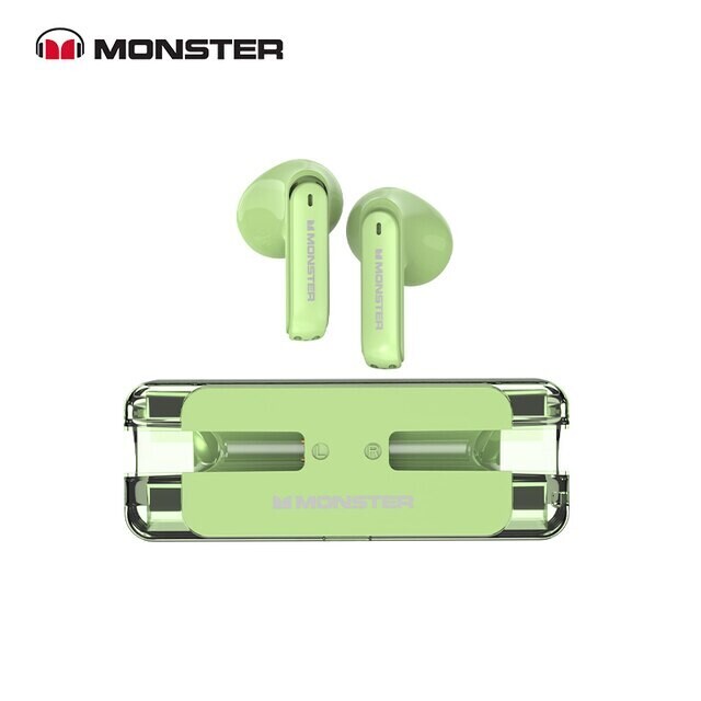 Monster XKT08 Bluetooth 5.3 Ture Headphones Wireless In-Ear Headphones Low Latency Noise Canceling Headphones Gaming Sports Headset with Mic, Color: Green