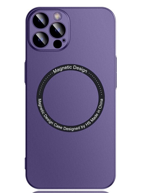 Frosted PC MagSafe Case For iPhone +Glass Camera Lens Film [Logo Optional], Model: iPhone 14 Pro Max, Color: Purple