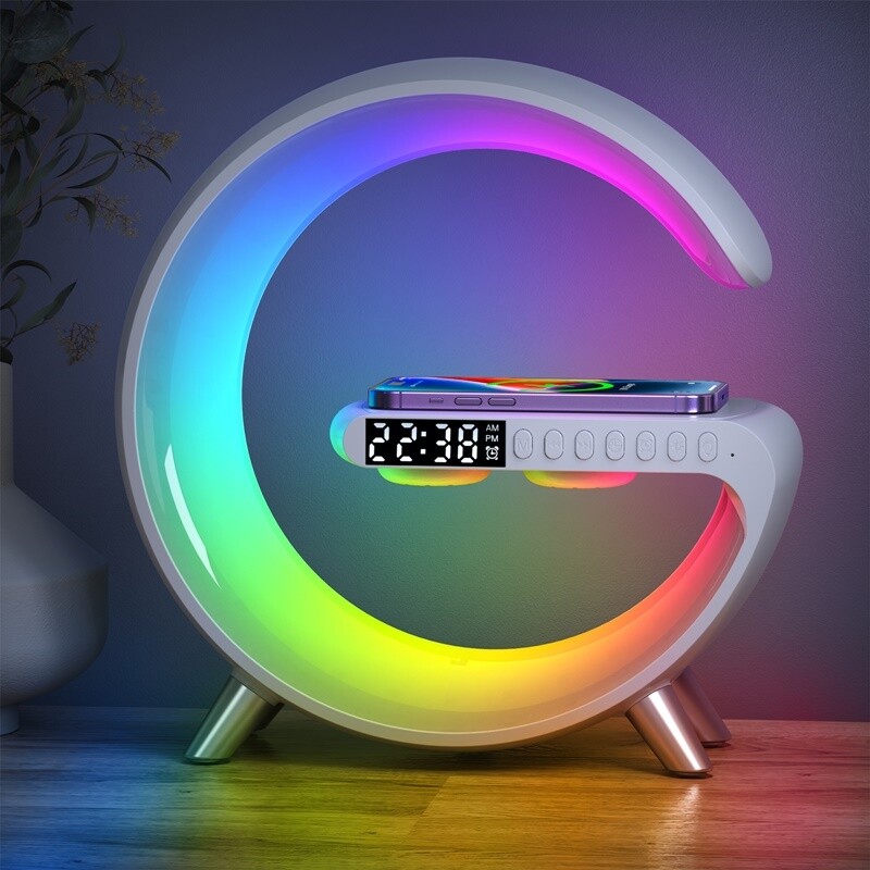 GTRONIC®️ Bluetooth Lamp &amp; Wireless Charger plus Speakers, Color: White