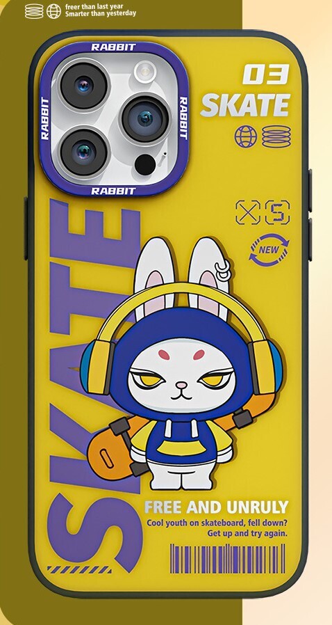 Colorful Ruibi Rabbit Case For iPhone 14/13, Model: 13, Color: Ride the wind and waves [ruibi rabbit-yellow]