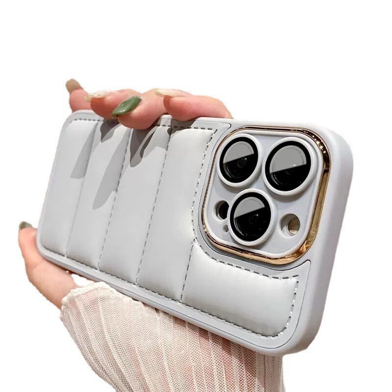 Down Jacket With Lens Film Protective Case for iPhone