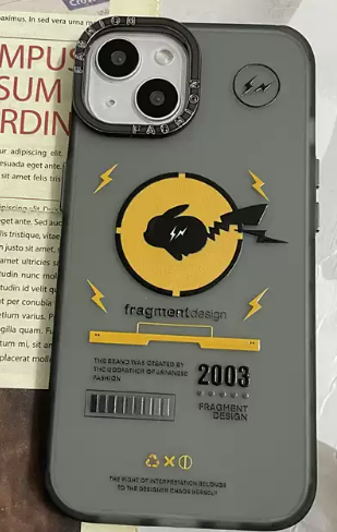 Hiroshi Fujiwara Lightning Pikachu case for iPhone, Model: iPhone 14 Pro Max, Color: Grey