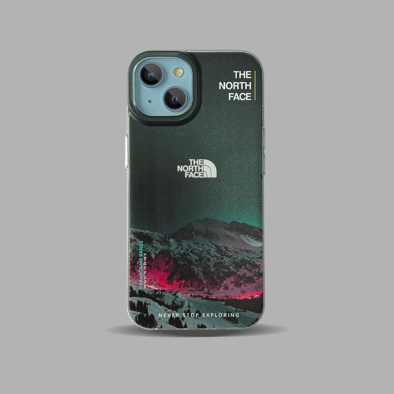 The North Face advanced volcanic design, Model: iPhone 14 Pro Max, Color: Snow Mountain Red