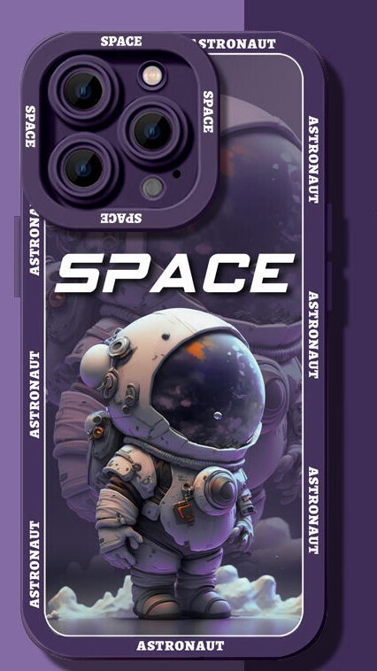 Space Astronaut case for iPhone., Model: iPhone 14 Pro Max, Color: Purple