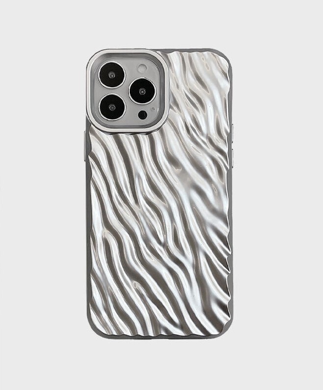 Water ripple Case for iPhone., Model: iPhone 14 Pro Max, Color: Silver