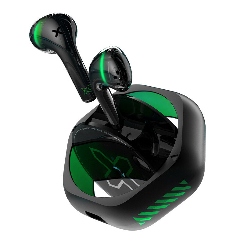 SONGX Gaming Headset Super 60ms Low Latency Wireless Charging Game  TWS Bluetooth 5.2 Headphones, Color: Black