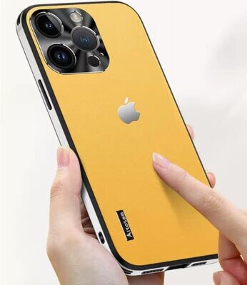 Delicate Leather Texture and  CD Pattern Metal Lens Case for iPhone [Logo Optional]