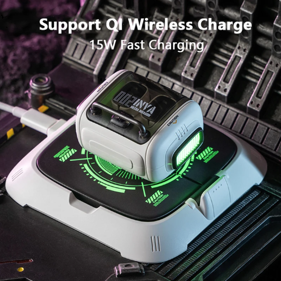 Mechanical Invasion Space Capsule Wireless Bluetooth Headset In-Ear Call Noise Reduction HIFI Sound Quality Wireless Charging Stand