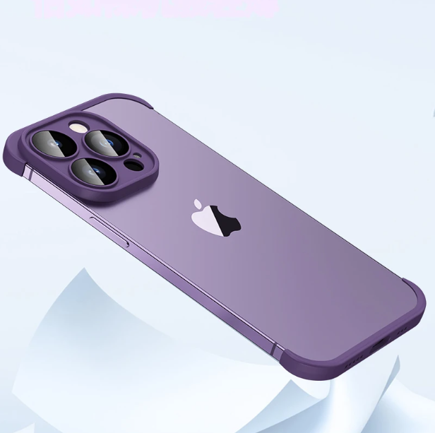 Borderless Corner Pad Lens protection Phone Case, Color: Purple, Model: iPhone 14 Pro Max