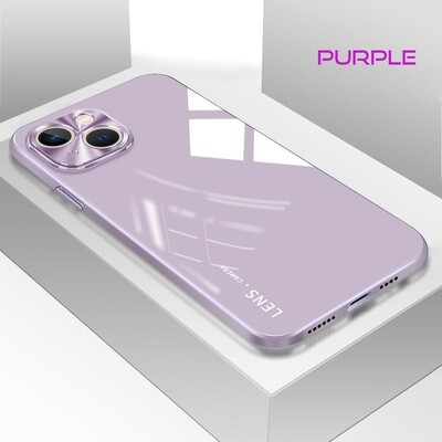 Luxury Electroplated Glass and Laser metal lens frame design Case For iPhone [Logo Optional], Color: Purple, Model: iPhone 14