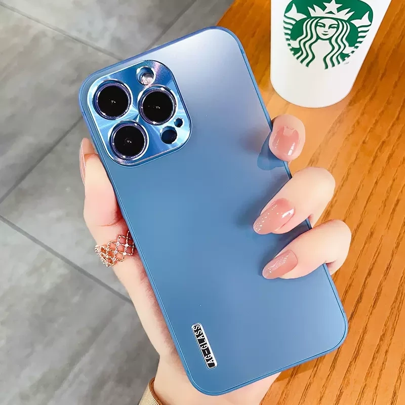AG Matte Soft Border and Hard Back Panel  iPhone Case [Logo Optional}, Model: iPhone 14, Color: Navy Blue
