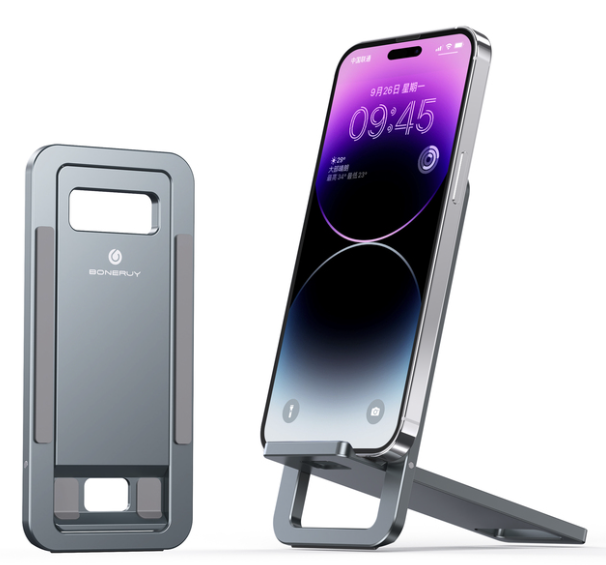 Aluminum Alloy Desktop Mobile Phone Bracket., Color: Grey