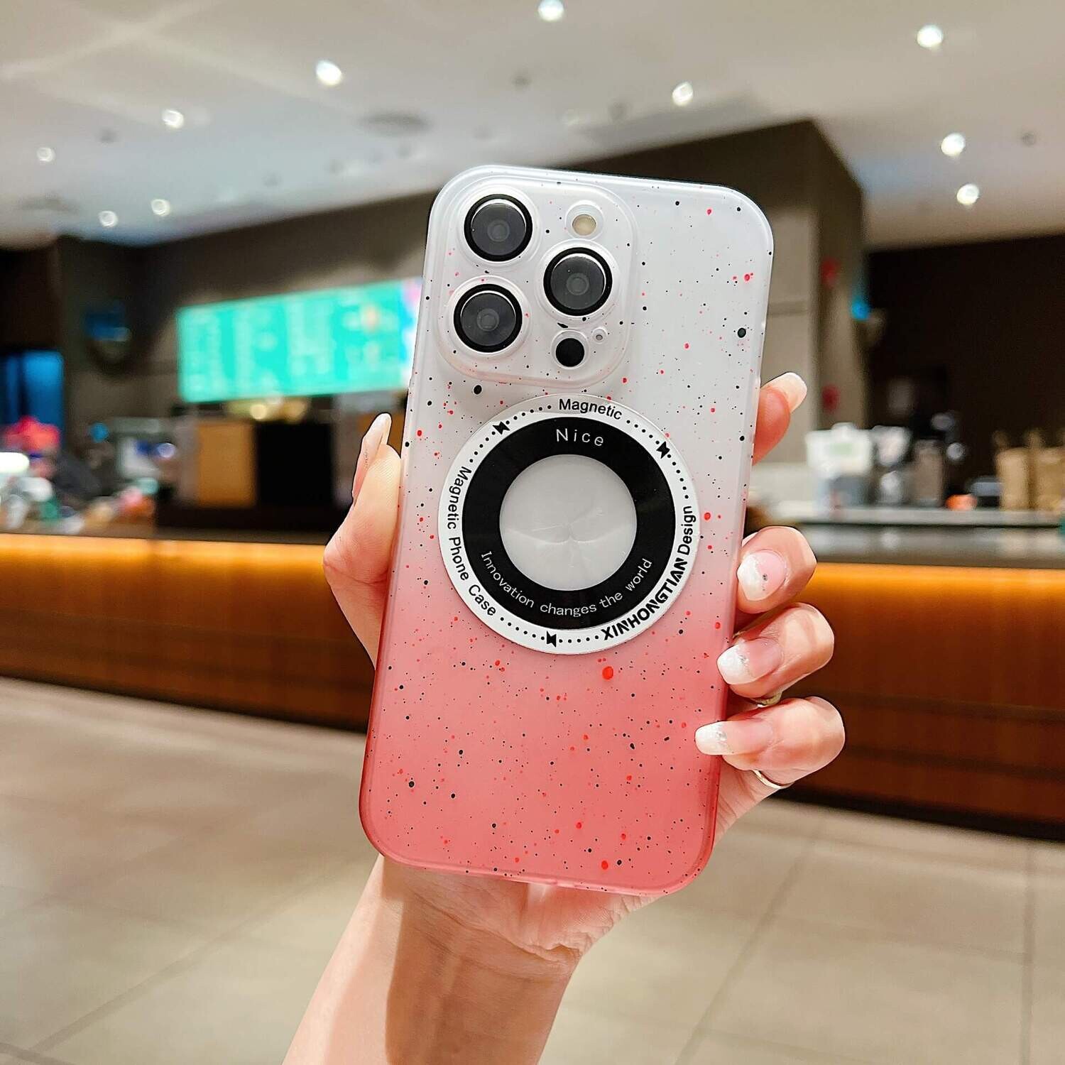 Splash Ink Gradient Magnetic Suction iPhone Case, Applicable Model: iphone 11, Color: Red