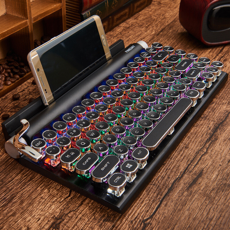 Retro Typewriter Keyboard, 83 Keys Vintage Mechanical Keyboard for IPAD PC Laptop
