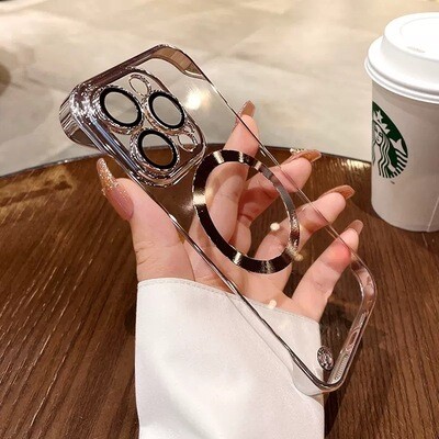 Electroplated MagSafe PC Borderless  Dustproof Net iPhone Case