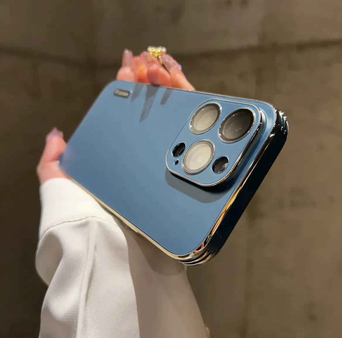 PC Drop-Proof IPhone Case With Camera Lens Protector [Logo Optional], Model: iPhone 14 Pro Max, Color: Navy Blue