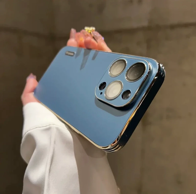 PC Drop-Proof IPhone Case With Camera Lens Protector [Logo Optional], Model: iPhone 14 Pro Max, Color: Navy Blue