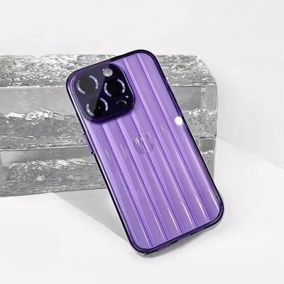 One-piece Dust-proof Lens  Glacier Pattern Cooling Transparent Ultra-thin PC iPhone Case