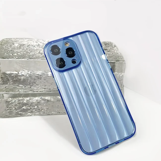 One-piece Dust-proof Lens  Glacier Pattern Cooling Transparent Ultra-thin PC iPhone Case, Color: Far peak blue, Model: iPhone14promax