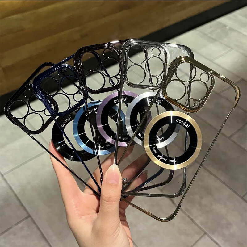 Hollow  Case Frameless PC Electroplating Magnetic Suction Mirror Apple Case