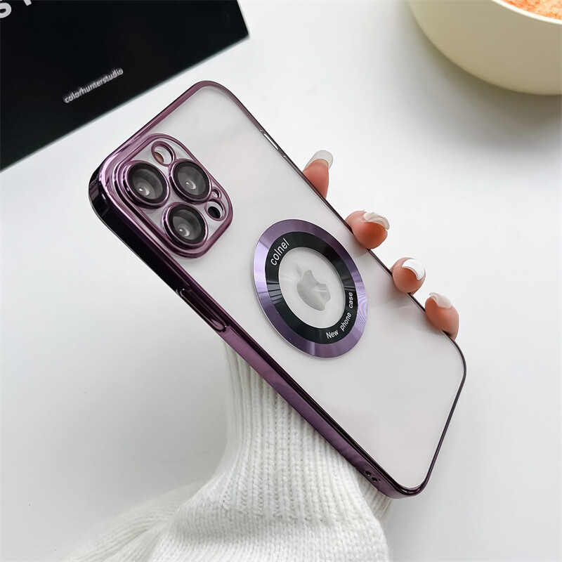 The NEW Transparent Pro Missing Label MagSafe  iPhone Case, Model: iPhone 15 ProMax, Color: Dark Purple