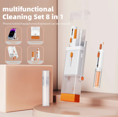 8-in-1 Cleaning Kit Computer Keyboard Cleaner Brush Earphones Cleaning Pen For AirPods iPhone Keycap Puller Set Tools