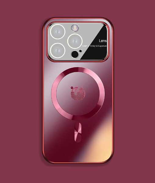 Large Window AG Matte Goggle Magnetic Charging iPhone Case, Color: red, Model: Iphone 14promax