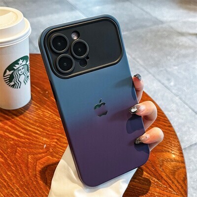 Trendy Gradient Contrast Color Large Window iPhone Case, Color: Gradient blue and purple, Models: Iphone 14 pro max