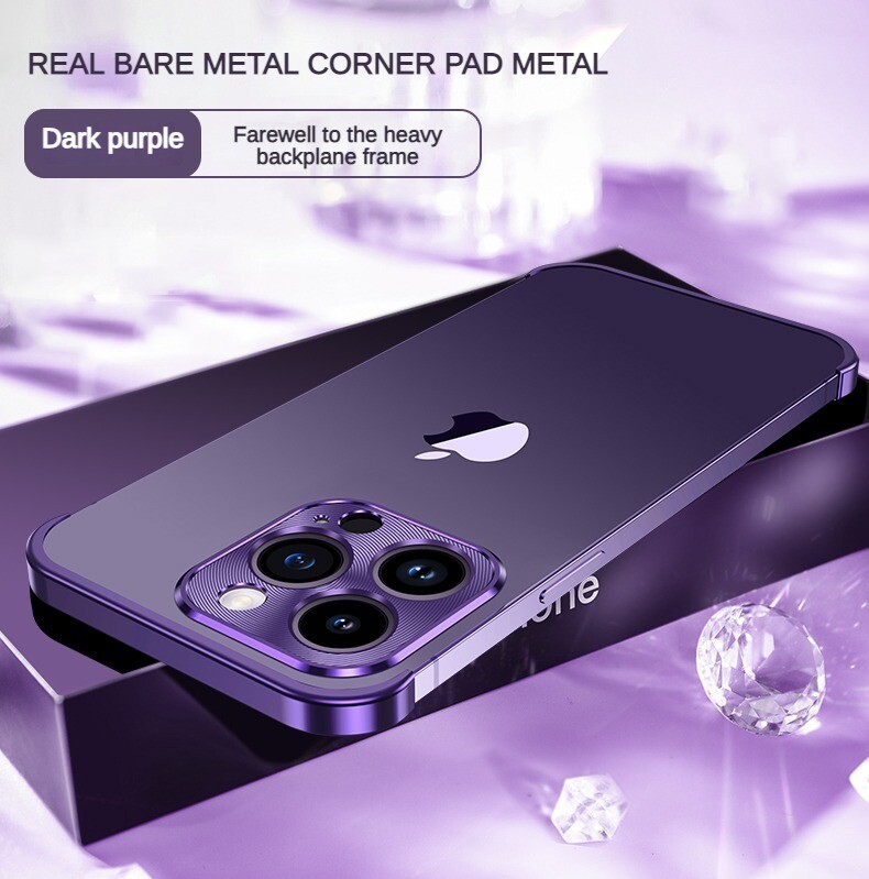 Aluminum Alloy Camera Protection Four Corners Anti-fall Heat Dissipation iPhone Case, Color: Purple [CD Pattern], Model: iPhone 14 Pro Max