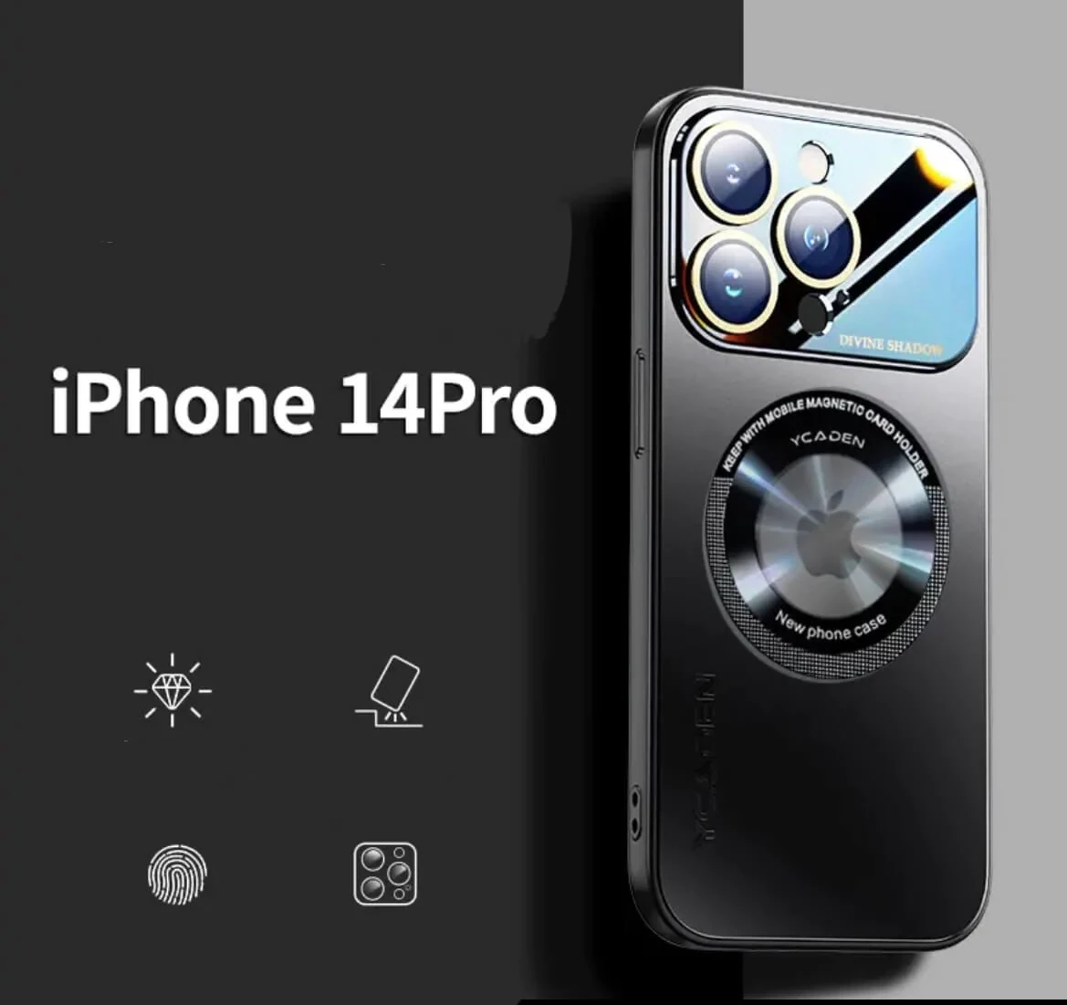 AG Matte MagSafe Pro Large Window Lens Protection iPhone Case, Color: Graphite Black MagSafe, Model: Iphone 15 pro max