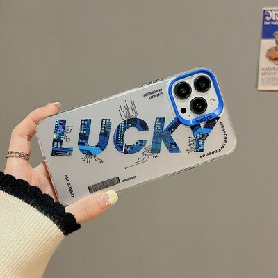 Personalized Text Lucky  Anti-fall Summer iPhone Case, Model: Iphone 14pro max, Color: Lucky