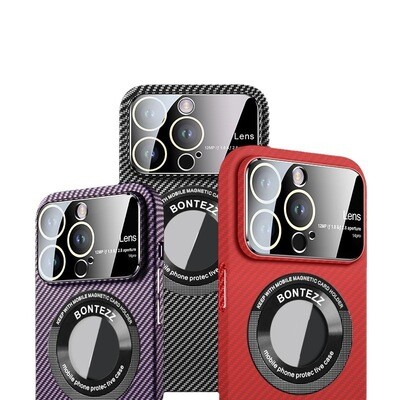 Missing Label Magnetic Suction Carbon Fiber Pattern Large Window iPhone Case