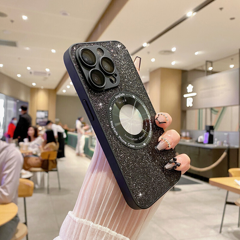 Flash Powder Magnetic Suction  CD Pattern Leakage Label With Lens Film All-inclusive iPhone Case