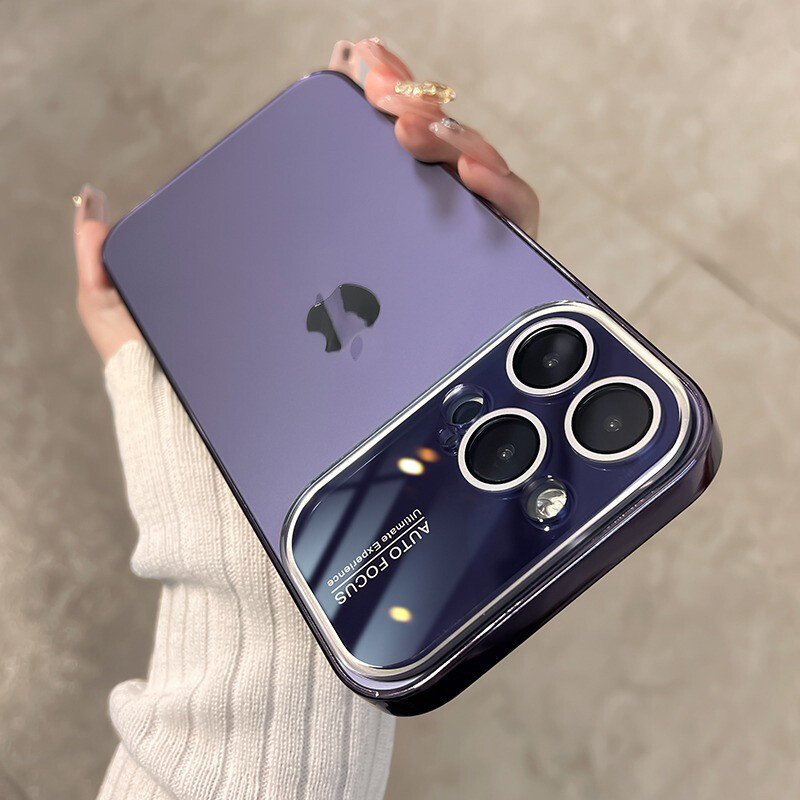 Electroplating Large Window With Lens Film Hard Shell iPhone Case, Color: [night purple], Model: Iphone14